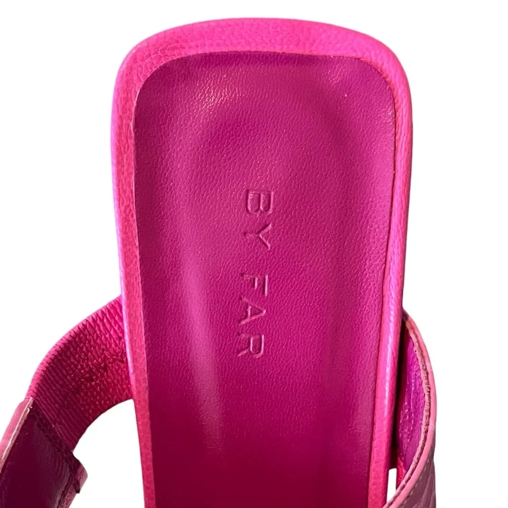 By‎ Far Sandals Pina Ruffled Croc-effect Leather Mules Sz 38 - Picture 9 of 10